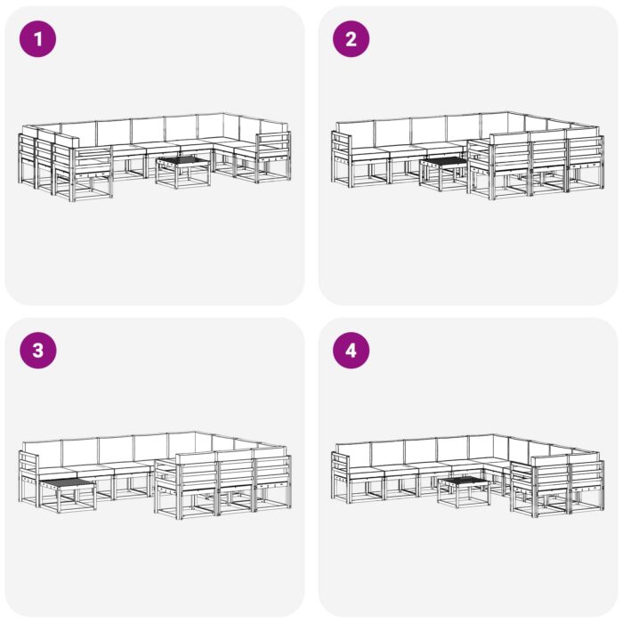Outdoor-Sofagarnitur 11 pcs Natur Massivholz Akazie – Bild 8