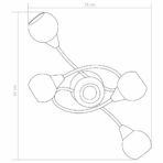 Deckenleuchte mit Glasschirmen für 5 E14 Glühlampen – Bild 10