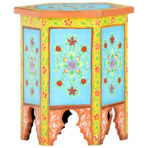 Beistelltisch Handbemalt Mehrfarbig 38x33x42cm Mango Massivholz – Bild 5