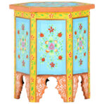 Beistelltisch Handbemalt Mehrfarbig 38x33x42cm Mango Massivholz – Bild 7