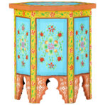 Beistelltisch Handbemalt Mehrfarbig 38x33x42cm Mango Massivholz – Bild 8