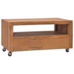 TV-Schrank mit Rollen 80x50x42 cm Teak Massivholz - Massivholz Teak