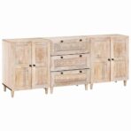 Sideboard 3 pcs Weiß 180 x 33,5 x 75 cm massives Mangoholz