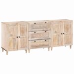 Sideboard 3 pcs Weiß 180 x 33,5 x 75 cm massives Mangoholz