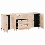 Sideboard 3 pcs Weiß 180 x 33,5 x 75 cm massives Mangoholz – Bild 2