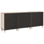 Sideboard 3 pcs Weiß 180 x 33,5 x 75 cm massives Mangoholz – Bild 7