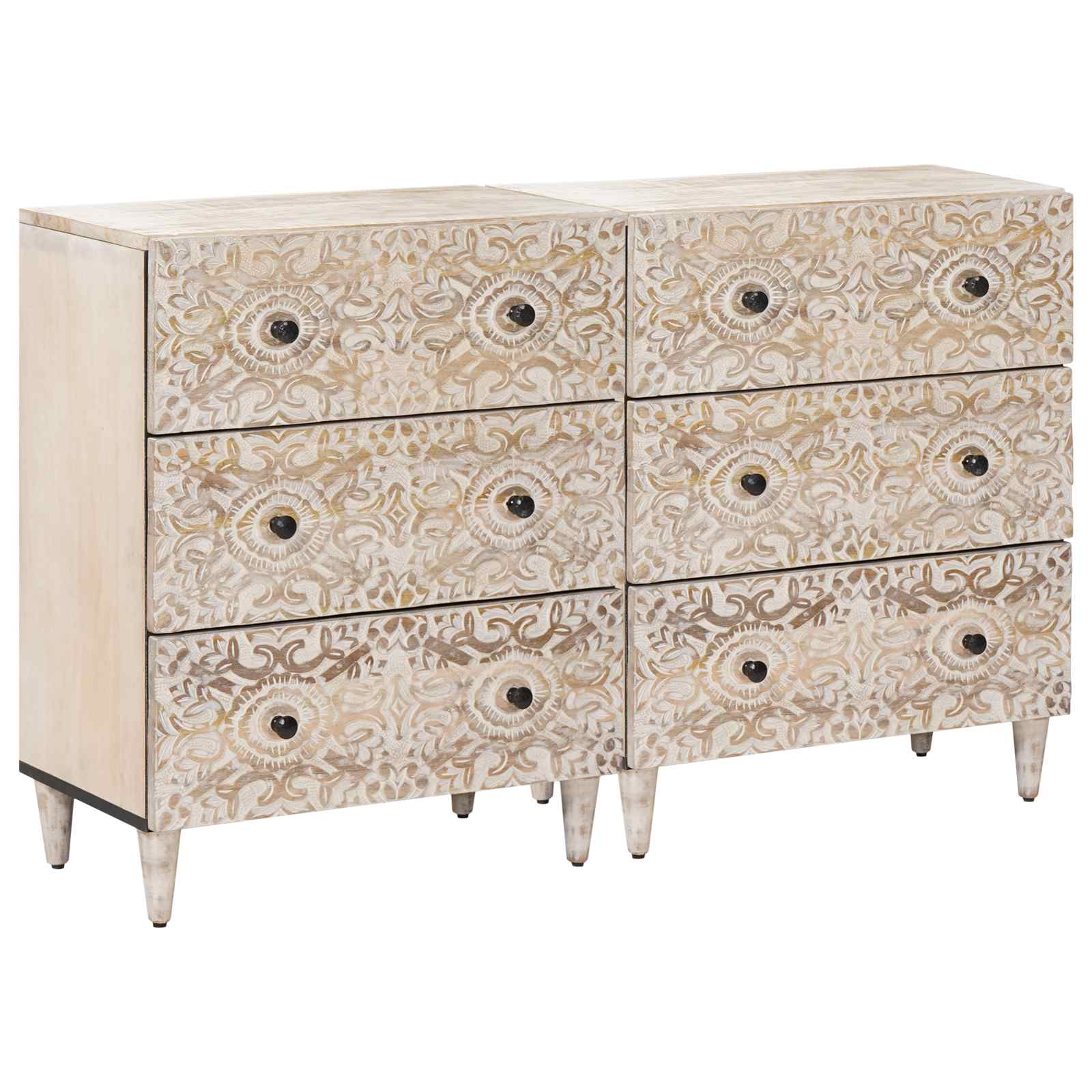 3310112_1.jpg Sideboard 2 pcs Weiß 60 x 33,5 x 75 cm Massivholz Mango – Bild 1