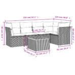 6-tlg. Garten-Sofagarnitur mit Kissen Grau Poly Rattan – Bild 3
