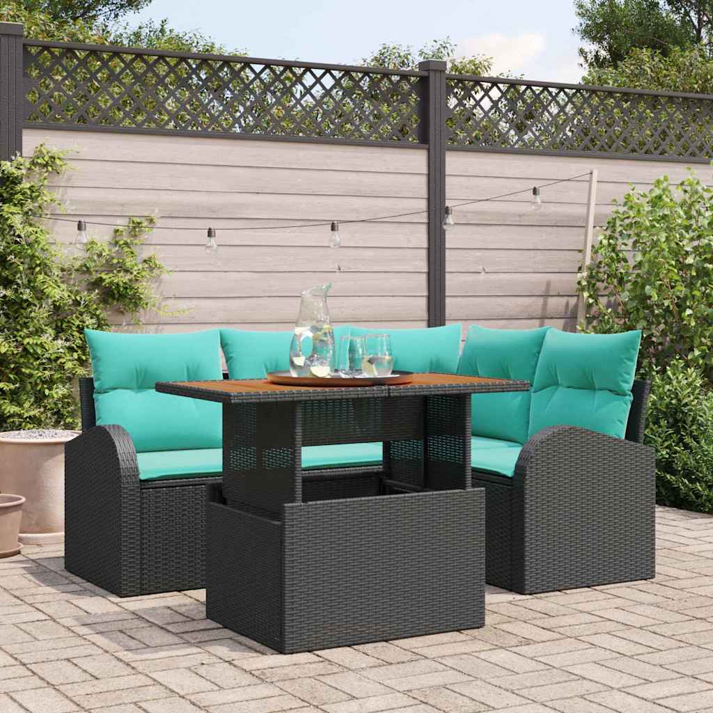 3358321_1.jpg Garten-Sofa-Set mit Speicher 5 pcs Schwarz Poly Rattan – Bild 1