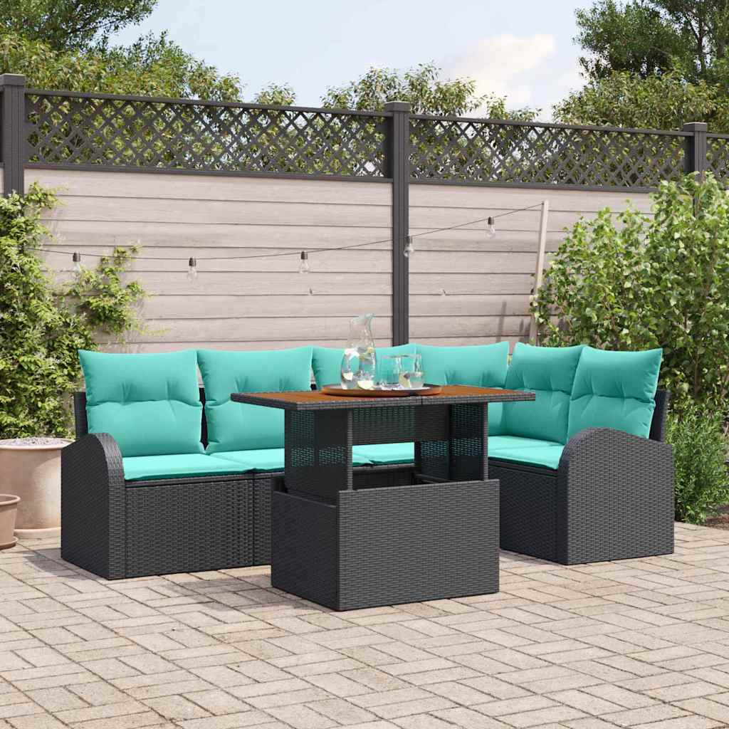 3358328_1.jpg Garten-Sofa-Set 6 stk. Schwarz Poly Rattan – Bild 1