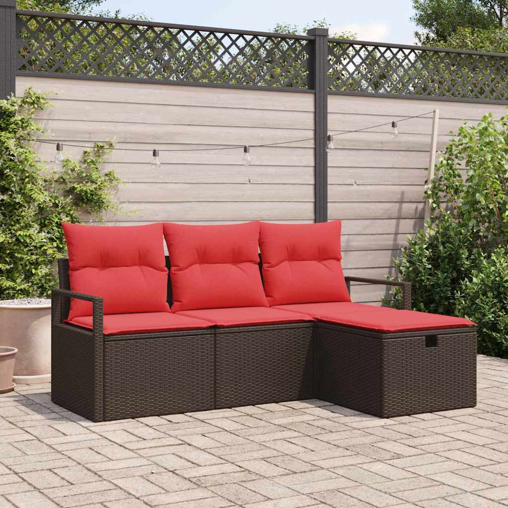 3360485_1.jpg Gartensofa-set mit Kissen mit Speicher 4 pcs Braun Poly-Rattan – Bild 1