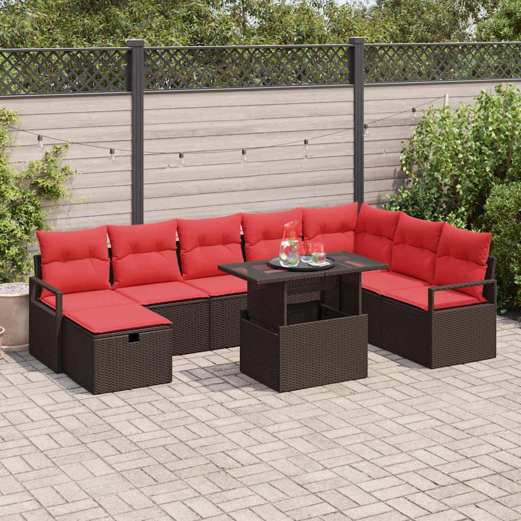 3361153_1.jpg Gartensofa-set 9 Stk. Braun Poly-Rattan – Bild 1