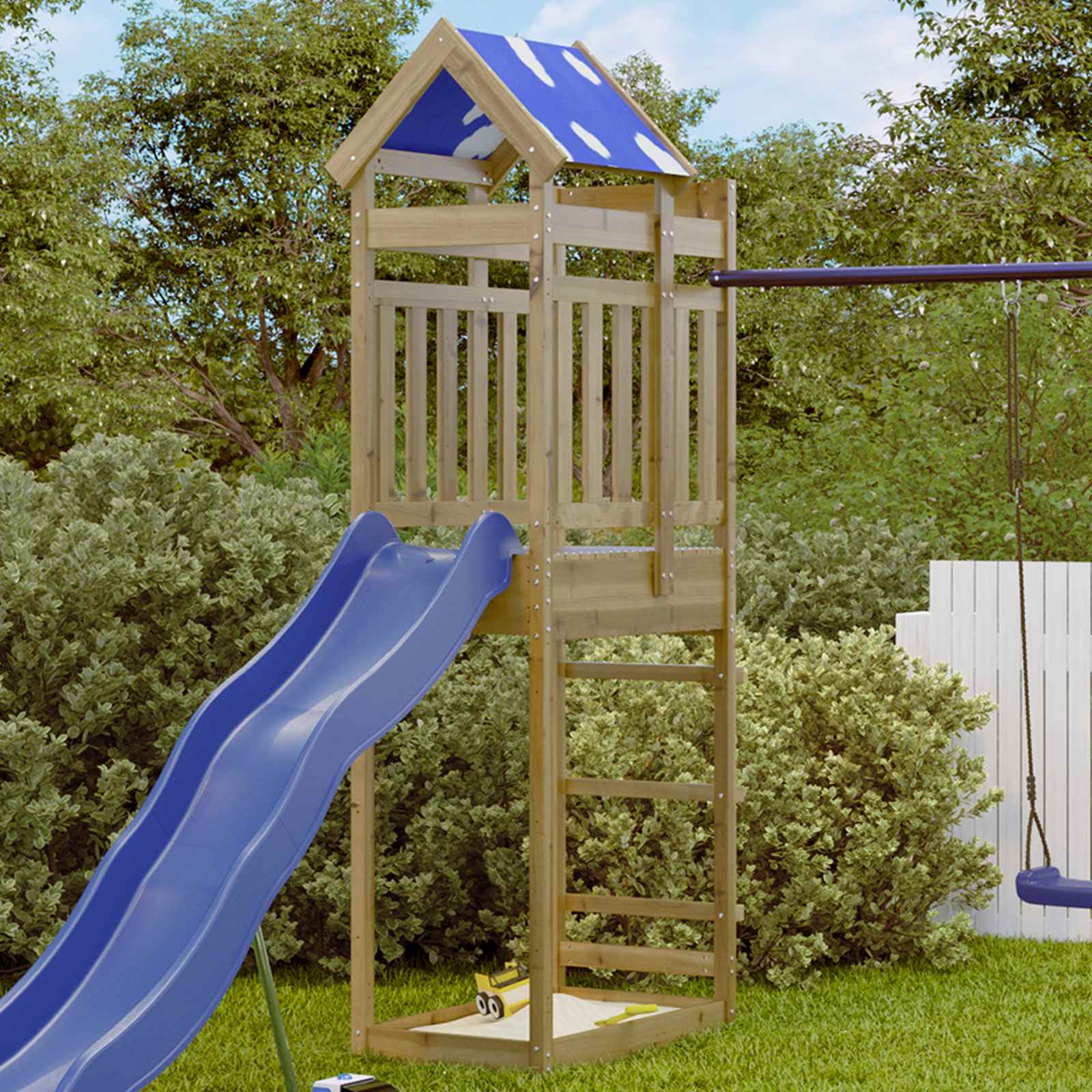 3417192_1.jpg Spielturm Braun 52,5 x 85 x 239 cm Massives imprägniertes Holz – Bild 1