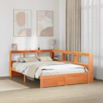 Bücherregal-Bett mit Kopfteil - Massivholz Kiefer