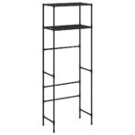 Toilettenregal 2 Ablagen Schwarz 53,5x28x143 cm Eisen – Bild 2