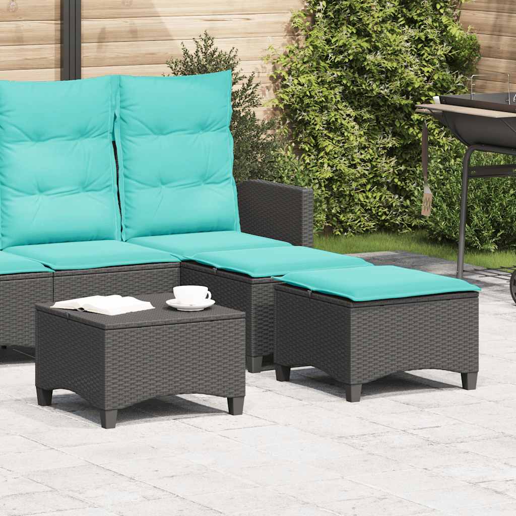 4108253_1.jpg Gartenhocker mit Kissen 2 Stk. Schwarz 55x55x36 cm Poly Rattan – Bild 1