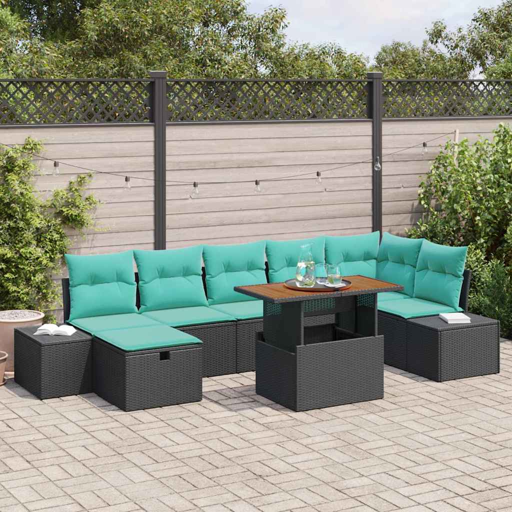 3361396_1.jpg Garten-Sofa-Set 8 stk. Schwarz Poly-Rattan – Bild 1