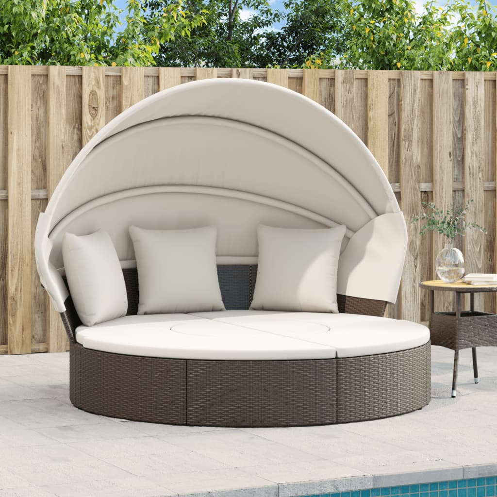 362253_1.jpg Outdoor-Loungebett / Sonneninsel mit Dach und Kissen Poly Rattan – Bild 1